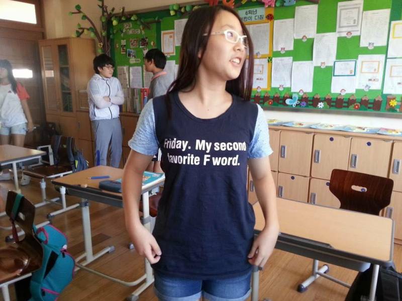 "My friend is teaching English in Korea. This is one of her students." "My friend is teaching English in Korea. This is one of her students."