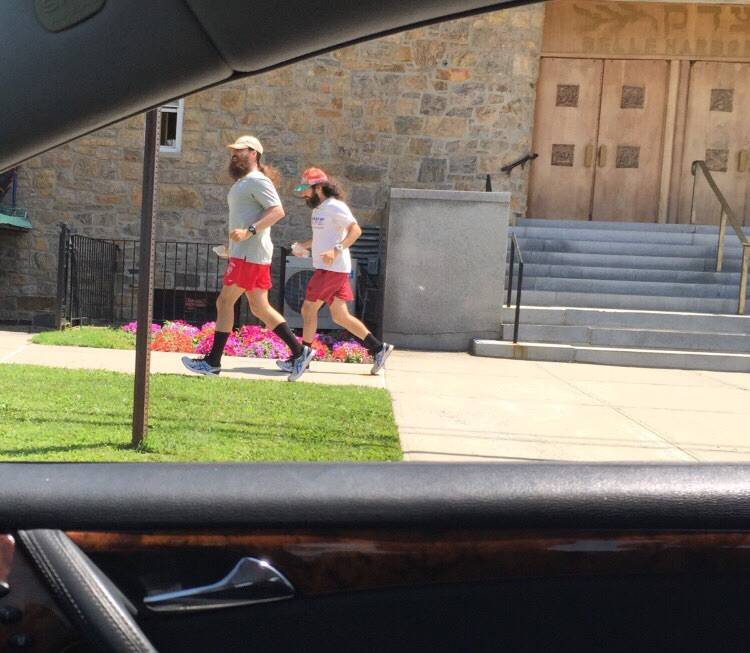 "Saw what I can only assume are a couple of Forrest Gump cosplayers." "Saw what I can only assume are a couple of Forrest Gump cosplayers."